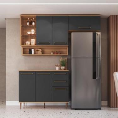 Imagem de Cozinha Compacta 5 Peças com Tampo 120cm e Nicho Decorativo Isabelle -