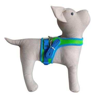 Imagem de Peitoral Guia Cachorro Snob Dog Verde Azul Verão, P
