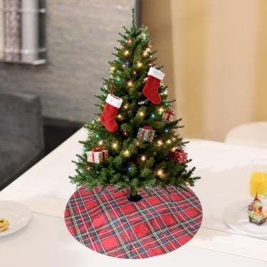 Imagem de Minissaias de árvore de Natal Royal Stewart Tartan – Saia xadrez vermelha de 38 cm, decoração de Natal em estilo escocês clássico para pequenas árvores artificiais e reais, decoração de festas de fim