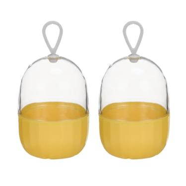 Imagem de Pacote com 2 caixas de armazenamento de ovos de beleza, oval à prova de poeira, caixa de embalagem de ferramentas de maquiagem com tampa amarela