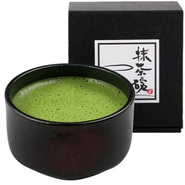 Imagem de JapanBargain, Tigela Matcha Japonesa Chawan Tigela de Chá de Porcelana para Cerimônia de Chá Verde, Preto/Vermelho, Feito no Japão