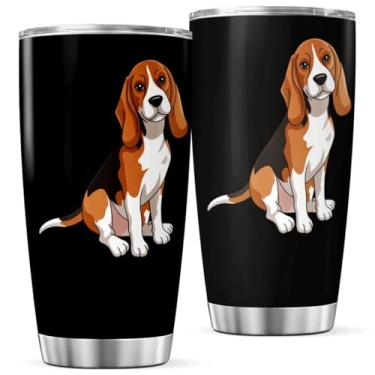 Imagem de CUBICER Copo de aço inoxidável com desenho de cachorro Beagle de 590 ml para amantes e donos de animais de estimação, caneca de viagem, garrafa isolada ao ar livre, chá, bebida, café, calor, gelado