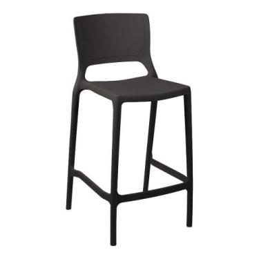 Imagem de Banqueta Alta Cozinha Grafite Empilhável Urano Em Polipropileno Acrily