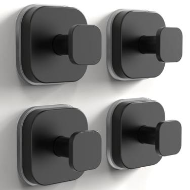 Imagem de XCIXCI Pacote com 4 ganchos de ventosa para chuveiro, banheiro, cozinha, porta de vidro, espelho, azulejo, preto