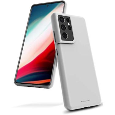 Imagem de Capa de silicone líquido Goospery para Galaxy S21 Ultra (6,8 polegadas) Capa de borracha com revestimento de microfibra macia (pedra) S21U-SLC-STN