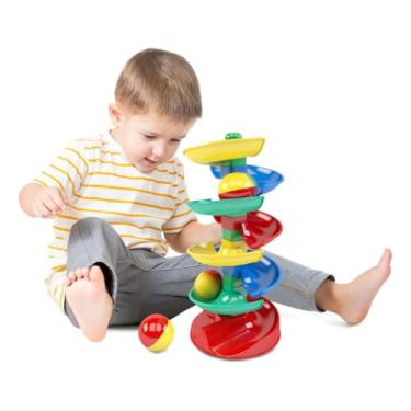 Imagem de Rola Bola Infantil com Blocos Coloridos e Percurso de Bolinhas – Brinquedo Educativo de Montar