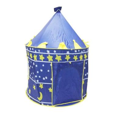 Imagem de Barraca Infantil Castelo Mágico, Tenda de Brincar Azul com Estrelas, 105cm x 135cm, Tecido Sintético Leve, para Uso Interno e Externo, Crianças a Partir de 2 Anos
