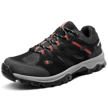 Imagem de CAMELSPORTS Tênis masculino de caminhada para caminhada, para uso ao ar livre, couro, malha, leve, tênis de trilha, Preto, 38