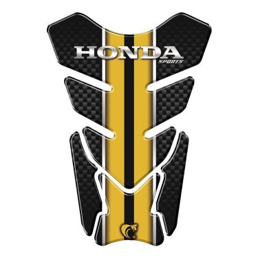 Imagem de Adesivo Resinado Protetor De Tanque Moto Qualquer Moto Honda Dourado Cor Dourado E Preto