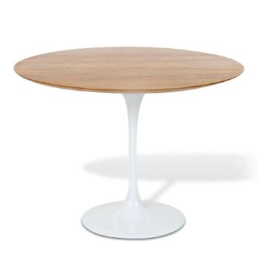 Imagem de Mesa De Jantar Tulipa Saarinen Redonda 90 Cm Tampo Freijó Cores Branco