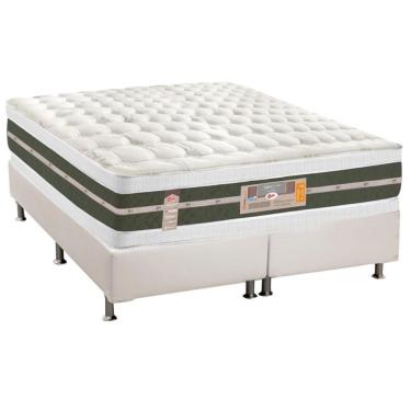 Imagem de Cama Box King: Colchão Molas Bonnel Castor Silver Star Air Df + Base Crc Courano White(193X203)