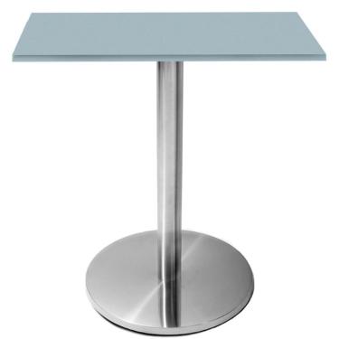Imagem de Mesa Beta Inox 75 Cm altura Disco Redondo Tampo Mdp Quadrado 60 Cm Largura X 2,50 Cm Altura Cinza