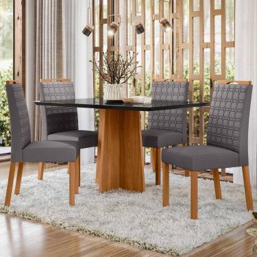 Imagem de Conjunto Sala De Jantar Mesa Anitta 1,35m Com 4 Cadeiras Mariah Ypê/preto/ja02 - New Ceval 
