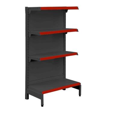 Imagem de Gôndola Prateleira Preta 4 Níveis 40x30 New Plus 1,40 Ponta Pe Vermelho - Sa Gôndolas