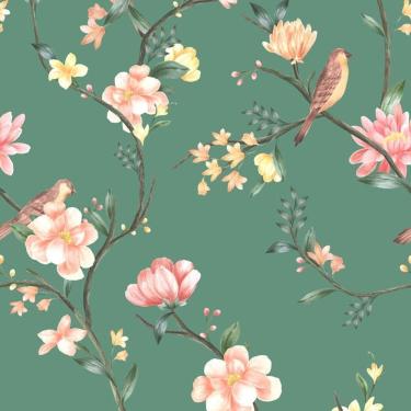 Imagem de Papel De Parede Botânica Hf Floral Verde 81246