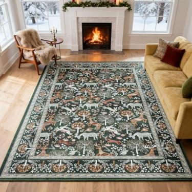 Imagem de WEZVIX Tapete de Natal 15 x 23 cm para sala de estar, tapetes de animais boho lavável, tapete grande antiderrapante macio para quarto, berçário, sala de jantar, fazenda, sala de jogos infantil