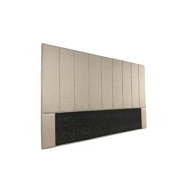 Imagem de Cabeceira Estofada Casal 7 Blocos Não é Segredo Linho Bege 140x120