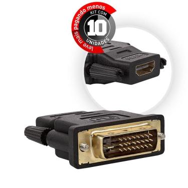Imagem de Adaptador Dvi Macho Para Hdmi Fêmea - Kit Com 10