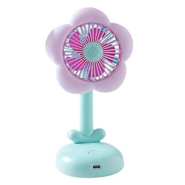 Imagem de Rrlihjgu Ventilador De Criado Mudo - Ventilador de Mesa Pessoal Silencioso com Flor,Circulador De Ar Recarregável Com Luz Noturna - Para Mulheres Raparigas Viagem Quarto Escola