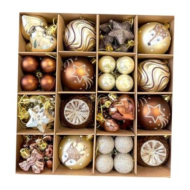 Imagem de Fancyes Conjunto de 64 bolas de Natal para decoração, enfeites, lembrancinhas, artesanato, centros de mesa DIY, decoração natalina brilhante para pendurar em, Style E