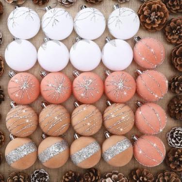 Imagem de Namalu 24 peças de enfeites de bola de Natal de veludo com glitter, 6 cm, enfeites de bola de árvore de Natal à prova de estilhaçamento, conjunto de bolas de Natal para decoração de festa de Ação de
