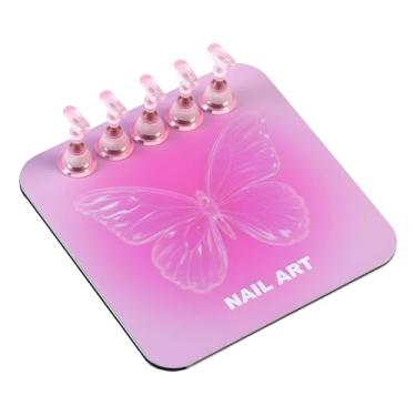 Imagem de oshhni Suporte para Exibição de Unhas, Base de Prática, Acessórios, Suprimentos, Equipamento Portátil Reutilizável para Salão de Beleza, Prateleira para, Quadrado Rosa