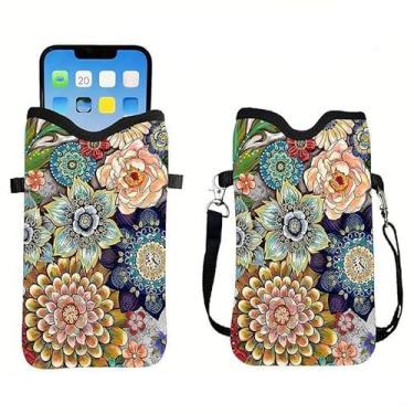 Imagem de Bolsa transversal floral pequena boho, bolsa leve para celular com alça, capa transversal à prova d'água para celular, bolsa cruzada de ombro para viagens, presentes de aniversário para mulheres