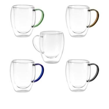 Imagem de Xícara em Vidro Borossilicato Parede Dupla 350ml Azul