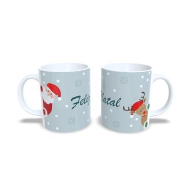 Imagem de Caneca de Cerâmica Branca com Tema de Natal, 325ml, Decoração Natalina com Bolas Douradas e Estrelas (11)