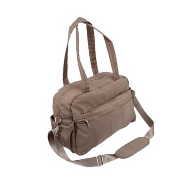 Imagem de Vaveren Bolsa de ginástica, mala de viagem, bolsa de ombro ajustável, impermeável, esportiva, tipo sacola, transversal para armazenamento de equipamentos de, Camelo