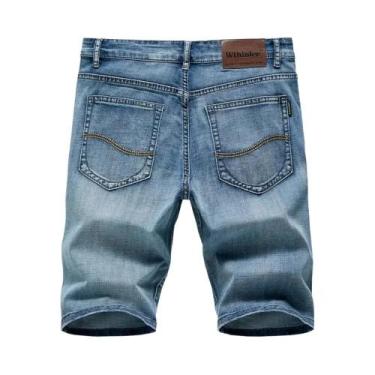 Imagem de Bermudas De Denim Masculinas De Verão Com Stretch, Corte Reto, Jeans C