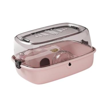 Imagem de Generic Grande gaiola de hamster pequena gaiola de animal claro e respirável habitat habitat para ratos ratos de hedgehog açúcar planador, Rosa