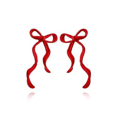 Imagem de Brincos de laço femininos com pingente de pérola na moda, presente de dia dos namorados, presentes de amizade