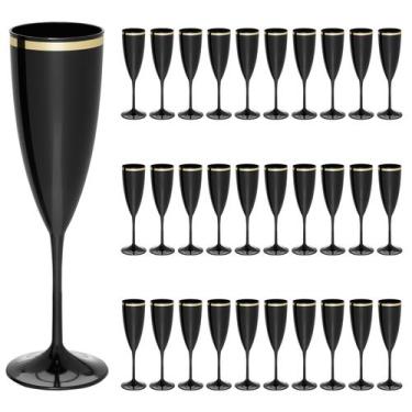 Imagem de Taças De Espumante Acrílico 170ml 100pcs Borda Dourada Prime - NEOPLAS