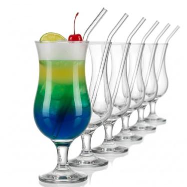Imagem de the mask el turko Copos de coquetel altos, milkshake, mojito, margarita, sangria, copos de pina colada, vidro grande para furacões, copos de caule grande cupê (6 x 460 ml + 6 canudos)