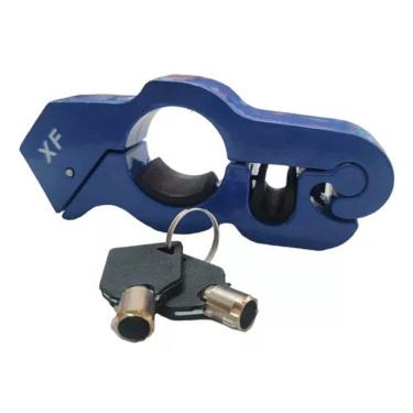 Imagem de Trava Antifurto Trava Manete Freio Acelerador Moto Reforçado Trava De Moto Azul