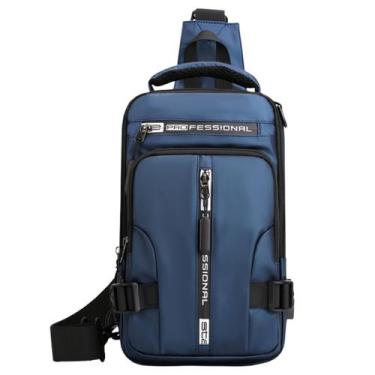 Imagem de Mochila Bolsa Tiracolo Sling Multifunções homens Impermeável Cor:Azul 