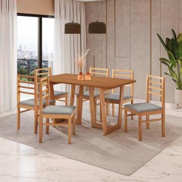 Imagem de Conjunto Sala De Jantar Elisa Em Madeira Maciça 6 Cadeiras Boucle Cinz