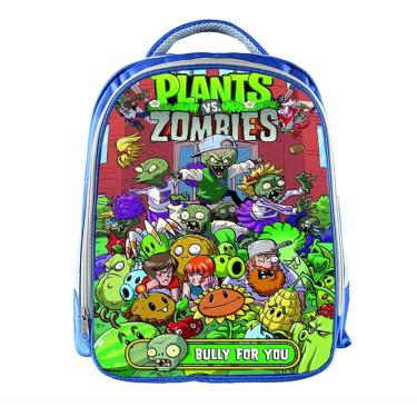 Imagem de Mochila Generic Plants Zombie para crianças escolares em poliéster azul