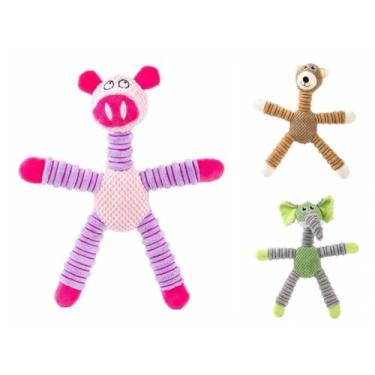 Imagem de Lovely Vibe Brinquedo Pelúcia Animais Estrela para Cães, Design 4 Membros Longos, Tamanho G 40cm, Poliéster Macio, Cores Sortidas