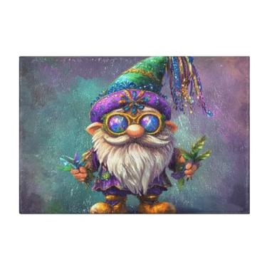 Imagem de Burbuja Tapete de banho Mardi Gras Gnomo, tapete de banheiro absorvente extra macio com suporte antiderrapante para banheiro, banheira, chuveiro, 41 x 61 cm