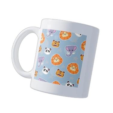 Imagem de Caneca Xícara de Café de Porcelana 300ml Com Desenho Infantil de Leões