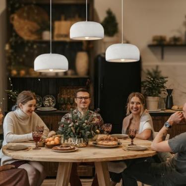 Imagem de Luminária pendente moderna e criativa em estilo japonês Wabi-Sabi, soquete E27, branca, para mesa de jantar, iluminação interna ajustável, ideal para decoração de casa, sala de jantar e ilha