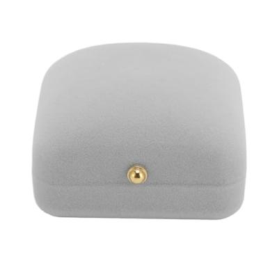 Imagem de SIWOTED Caixa de presente de joias com amortecimento, forro macio, requintado, leve, portátil, pequena caixa de joias, cinza claro (Caixa de Brincos)