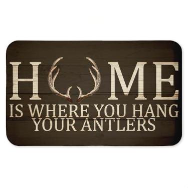 Imagem de Tapete antifadiga Where You Hang Your Antlers, tapete ergonômico acolchoado para cozinha e pé com suporte antiderrapante, tapete confortável ecológico, design por Kim Allen, 76 cm x 45 cm