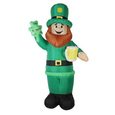 Imagem de Depisuta Leprechaun Inflável do Dia de São Patrício de 7,9 Pés, Decorações Ao Ar Livre Infláveis ​​Leprechaun Em pé Segurando Cerveja Trevo, y Explodir Decoração de Quintal Iluminado (plugue da ue)