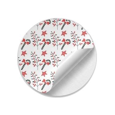 Imagem de Adesivos Redondos Natalinos 25 Unidades Galho de Outono Com Folhas Secas - Tamanho 50x50cm