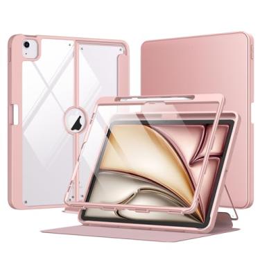 Imagem de MoKo Capa para iPad Air 13 polegadas 2024 com suporte para caneta, capa protetora para iPad Air 13 com protetor de tela traseira transparente suporte multi-ângulo suporta lápis pro/USB-C, ouro rosa