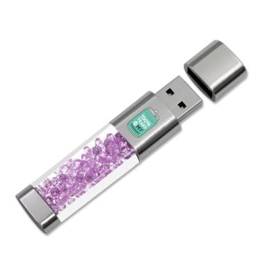 Imagem de Pen Drive USB de 64 GB, armazenamento de fotos com memória externa Techkey para foto/vídeo/economia de dados/backup V2.06 polegar/pular/discos rígidos de alta velocidade - roxo psicodélico
