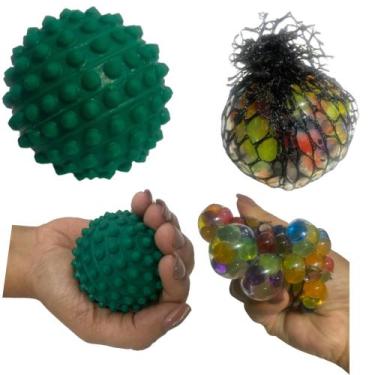 Imagem de Kit 2 Bolas Massagem, Exercitadoras, Antiestresse, Autismo - Cravo